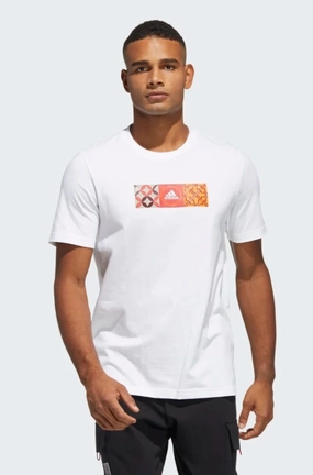 Adidas Men's CNY Graphic Infill Short Sleeve T-Shirt, White