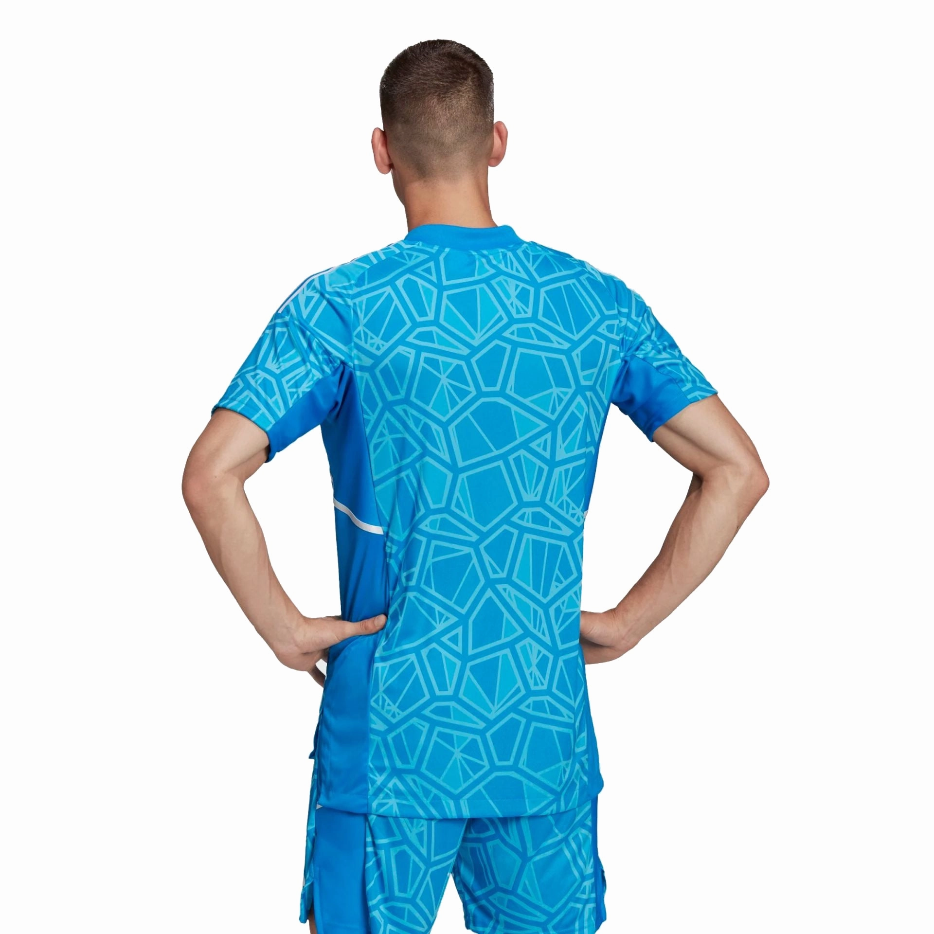 Adidas Men's Condivo 22 Goal Keeper Short Sleeve Soccer Jersey, Blue Rush
