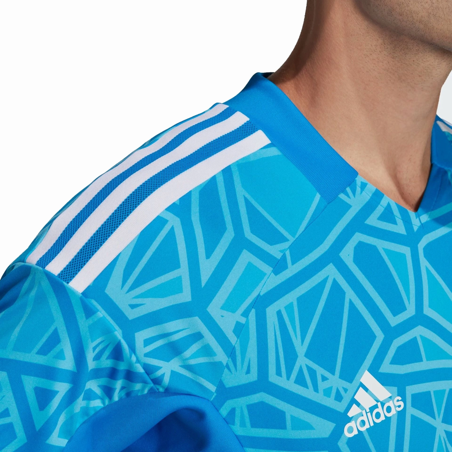 Adidas Men's Condivo 22 Goal Keeper Short Sleeve Soccer Jersey, Blue Rush