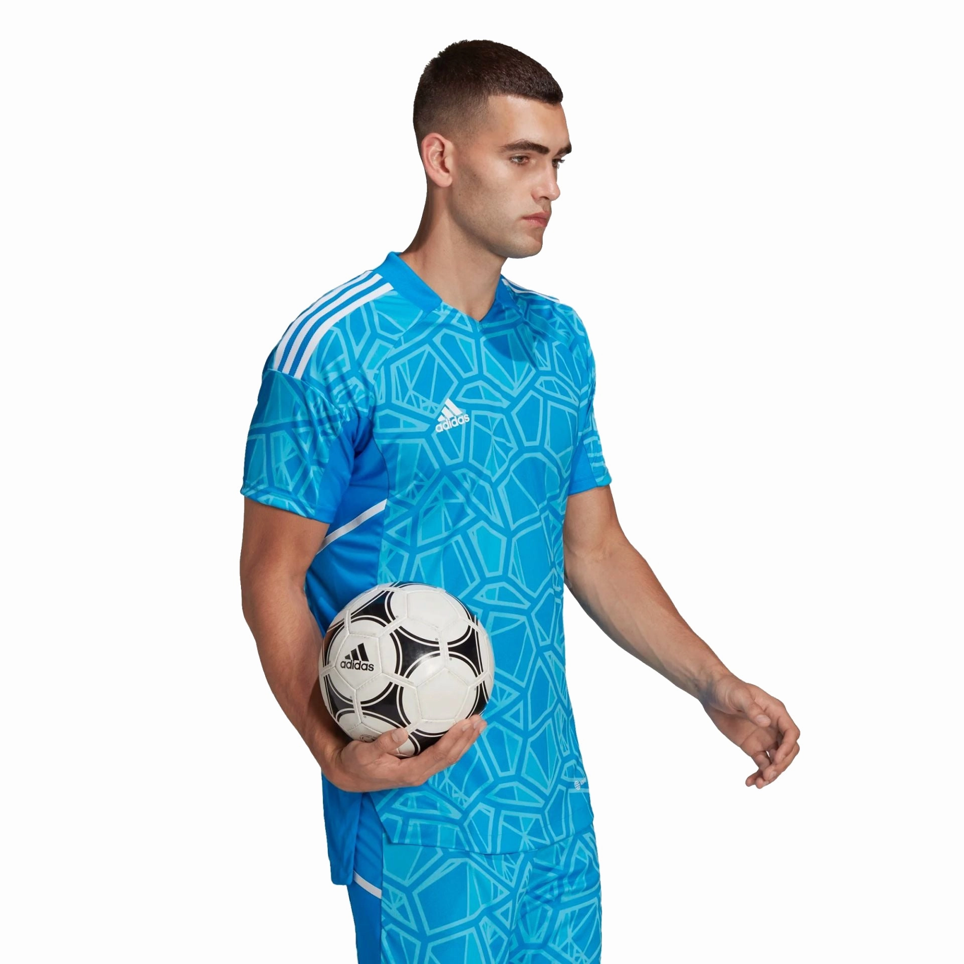 Adidas Men's Condivo 22 Goal Keeper Short Sleeve Soccer Jersey, Blue Rush