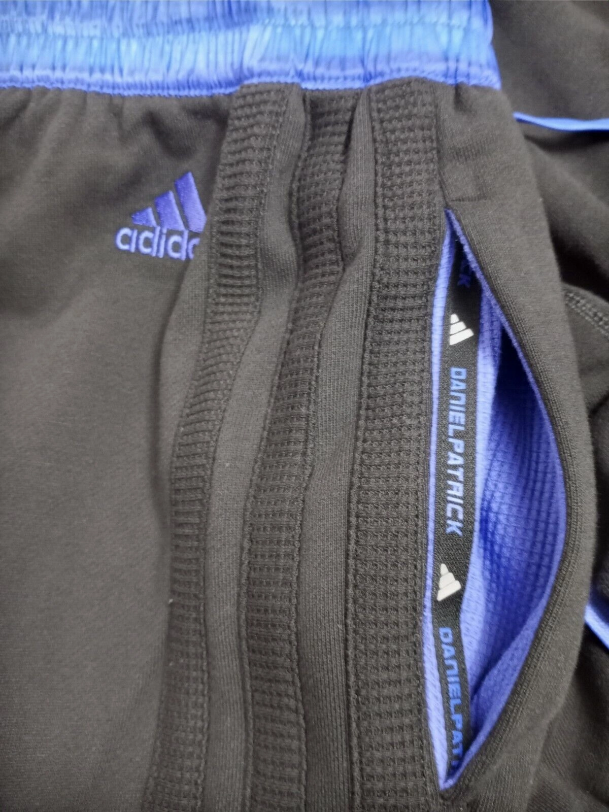 Adidas Men's Daniel Patrick Basketball Hoops Jogger Pants, Black/Cobalt Blue