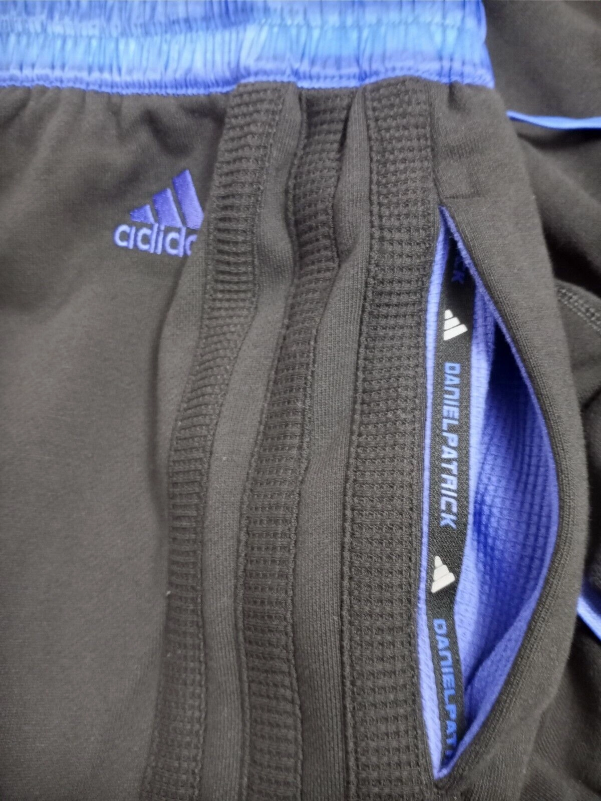 Adidas Men's Daniel Patrick Basketball Hoops Jogger Pants, Black/Cobalt Blue
