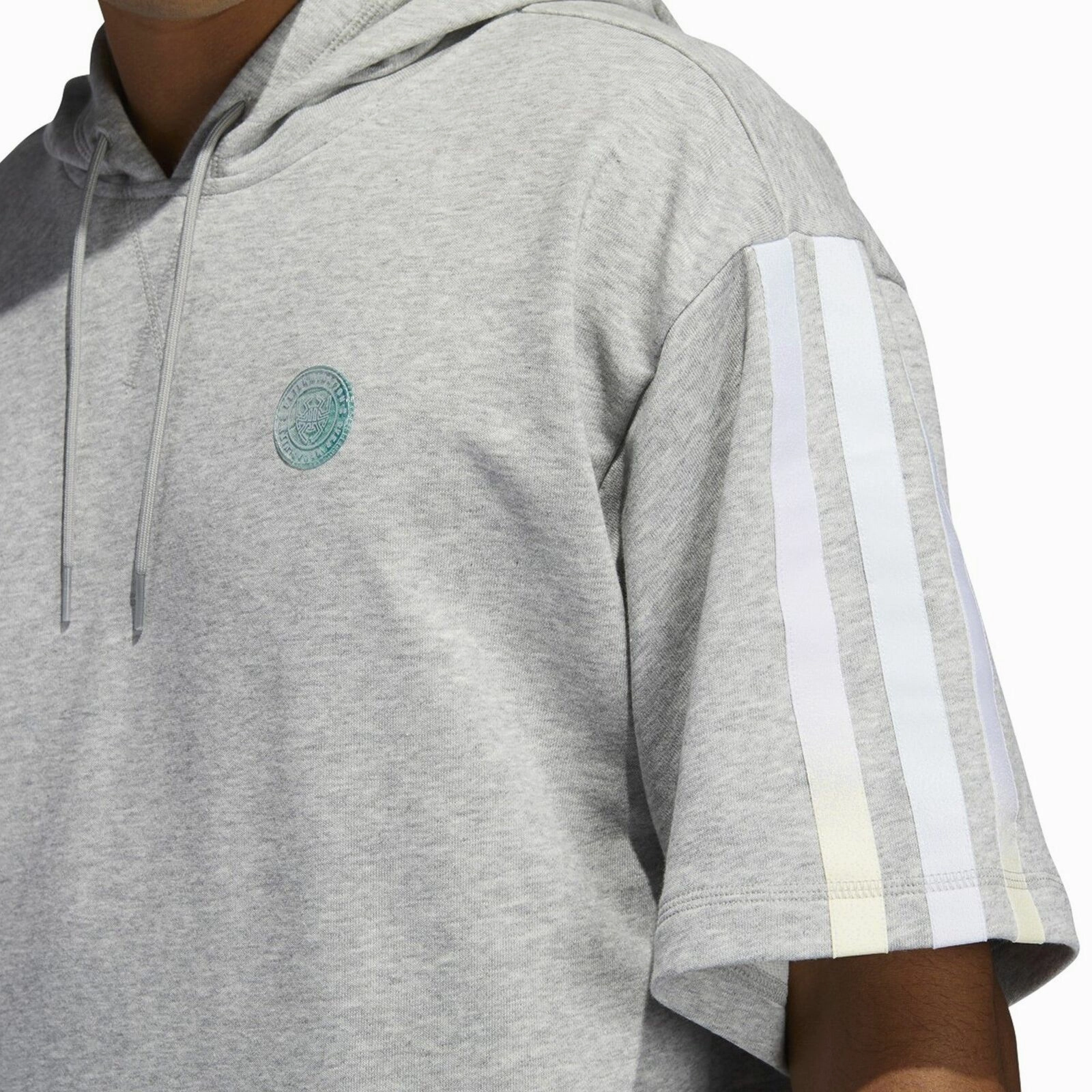 Adidas Men's Donovan Mitchell Short Sleeve Hoodie, Medium Grey Heather