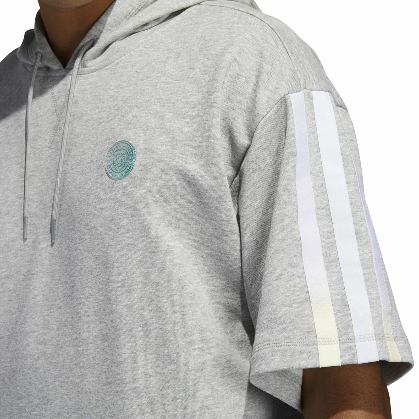 Adidas Men's Donovan Mitchell Short Sleeve Hoodie, Medium Grey Heather