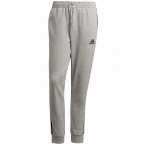 Adidas Men's Essential French Terry Tapered Cuff 3-Stripes Joggers, Medium Grey Heather/Black