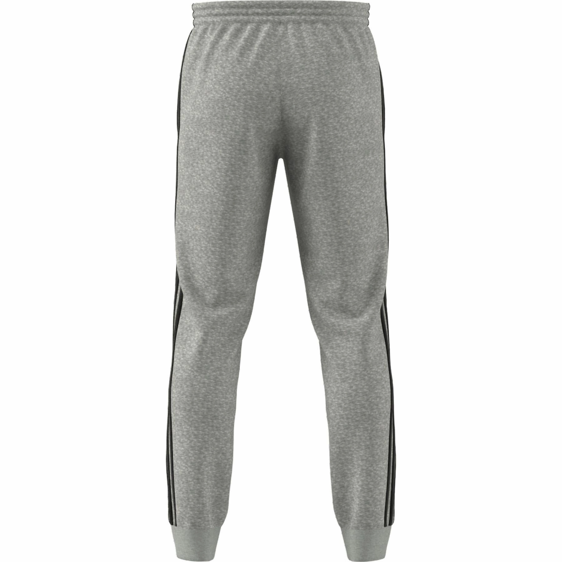 Adidas Men's Essential French Terry Tapered Cuff 3-Stripes Joggers, Medium Grey Heather/Black