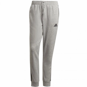 Adidas Men's Essential French Terry Tapered Cuff 3-Stripes Joggers, Medium Grey Heather/Black