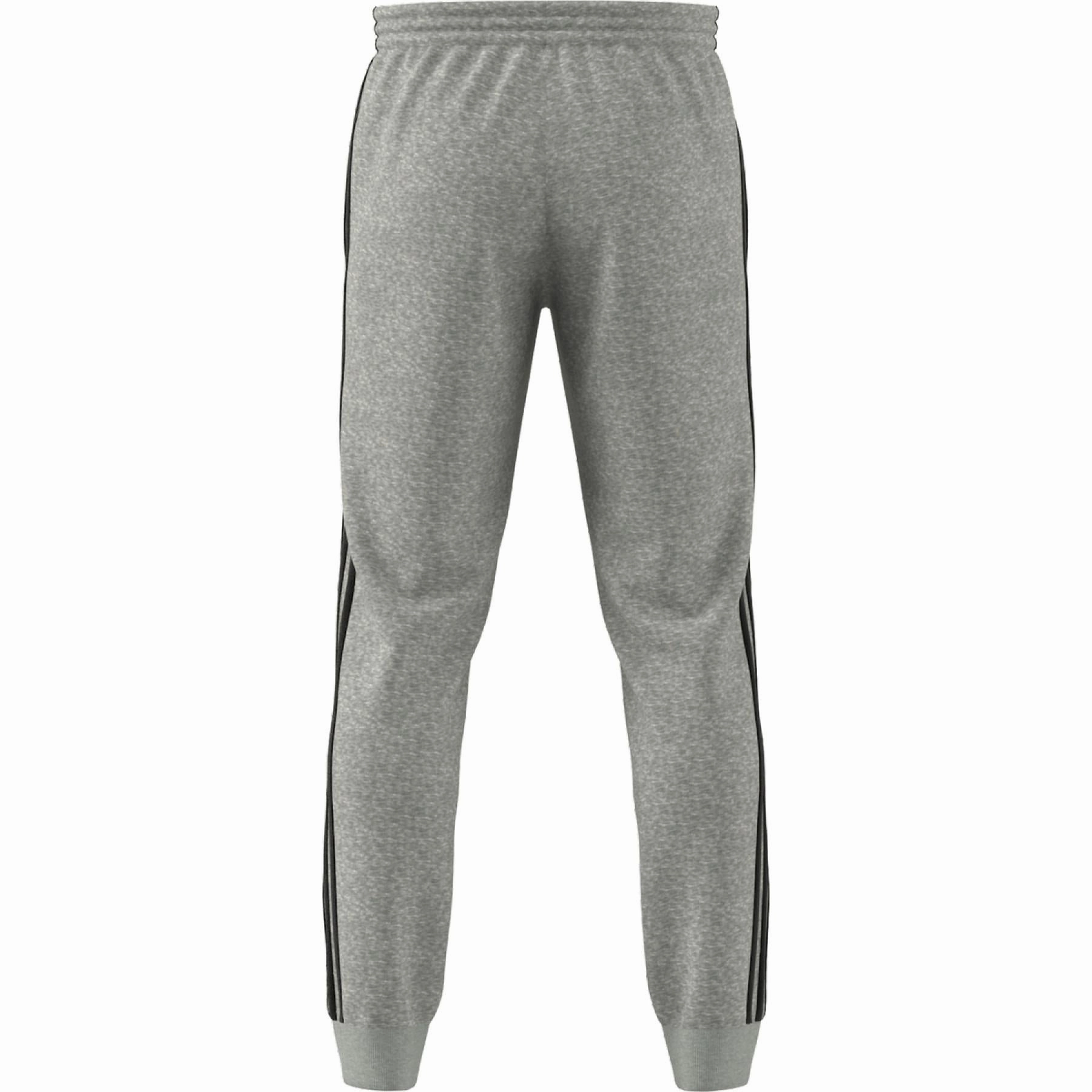 Adidas Men's Essential French Terry Tapered Cuff 3-Stripes Joggers, Medium Grey Heather/Black