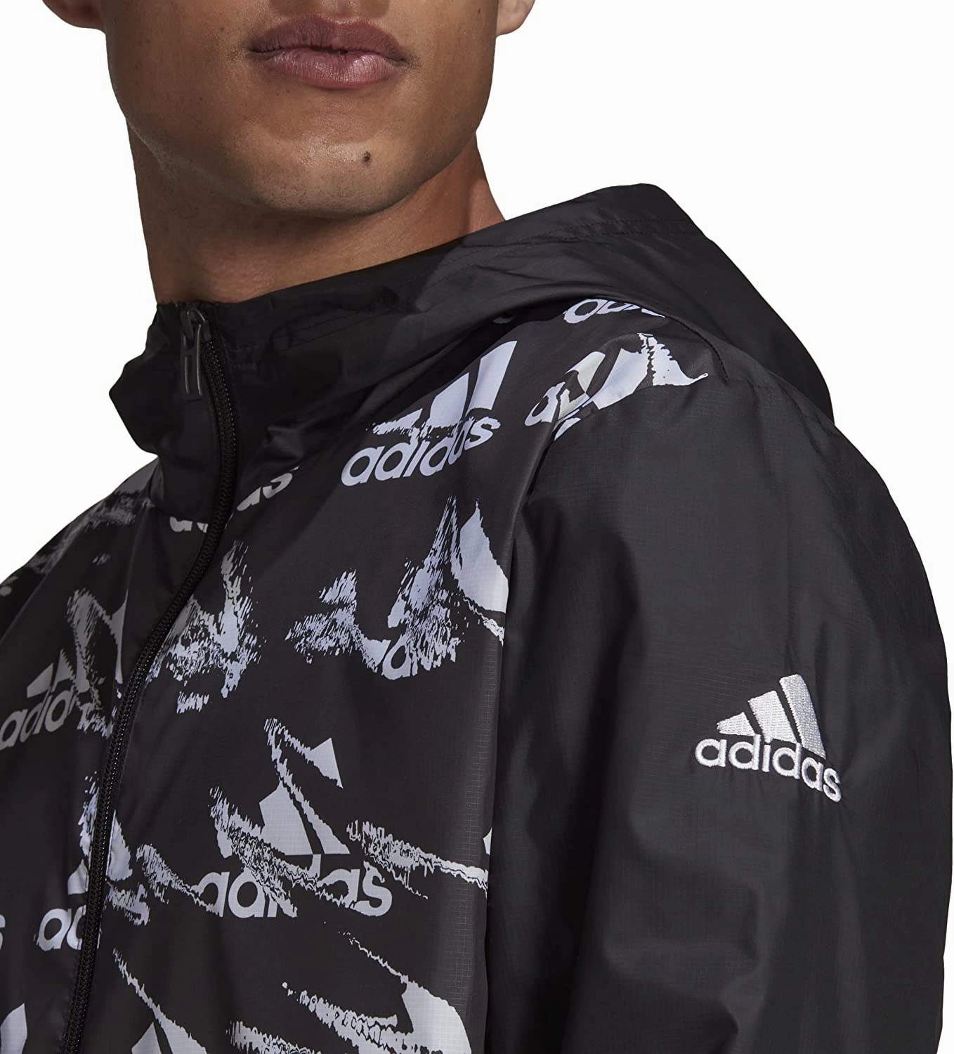 Adidas Men's Essentials Brandlove Woven Windbreaker, Black
