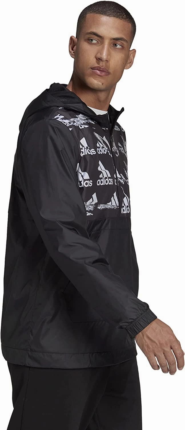 Adidas Men's Essentials Brandlove Woven Windbreaker, Black