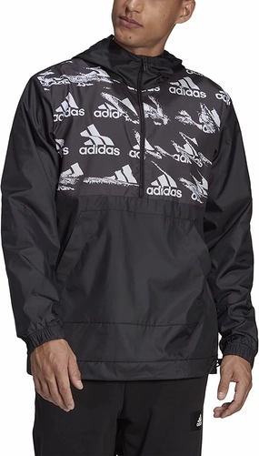 Adidas Men's Essentials Brandlove Woven Windbreaker, Black