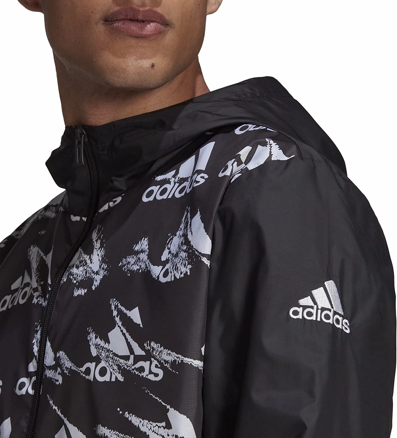Adidas Men's Essentials Brandlove Woven Windbreaker, Black