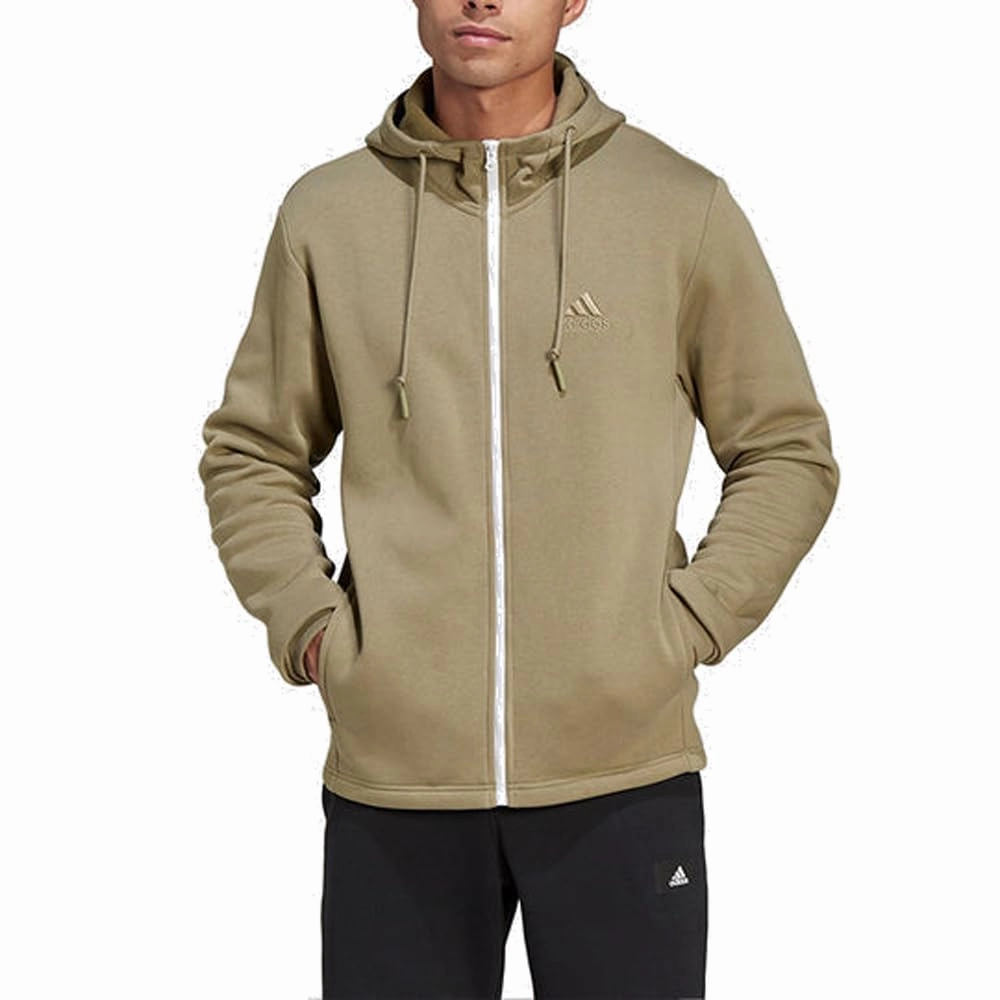 adidas Men's Fleece Full Zip Hooded Jacket, Orbit Green