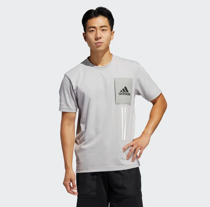 Adidas Men's Game and Go Crew Tee Shirt, Medium Grey Heather