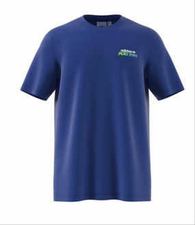 Adidas Men's Graphic Stoked Fish Flowers Tee, Bold Blue