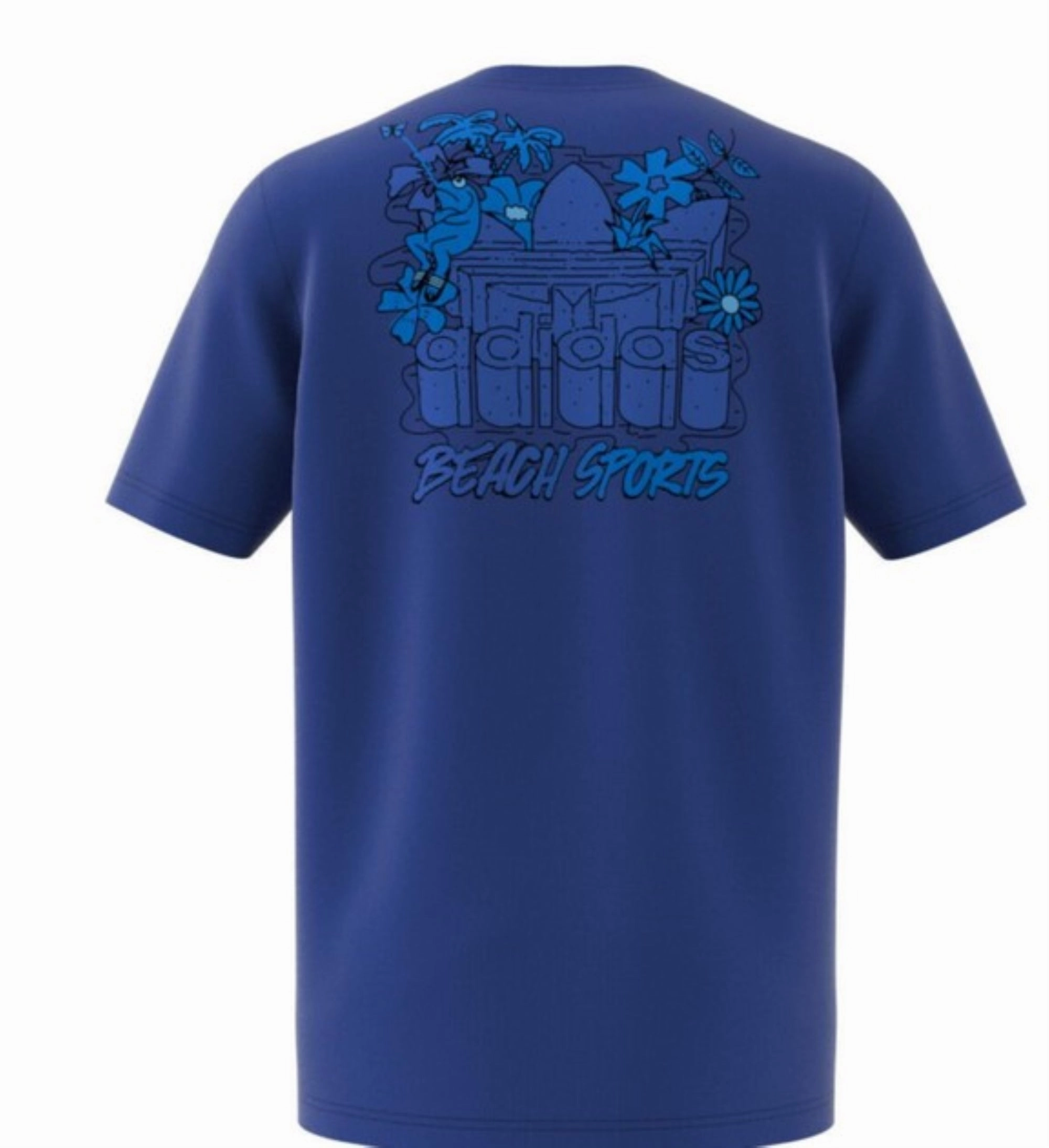 Adidas Men's Graphic Stoked Fish Flowers Tee, Bold Blue