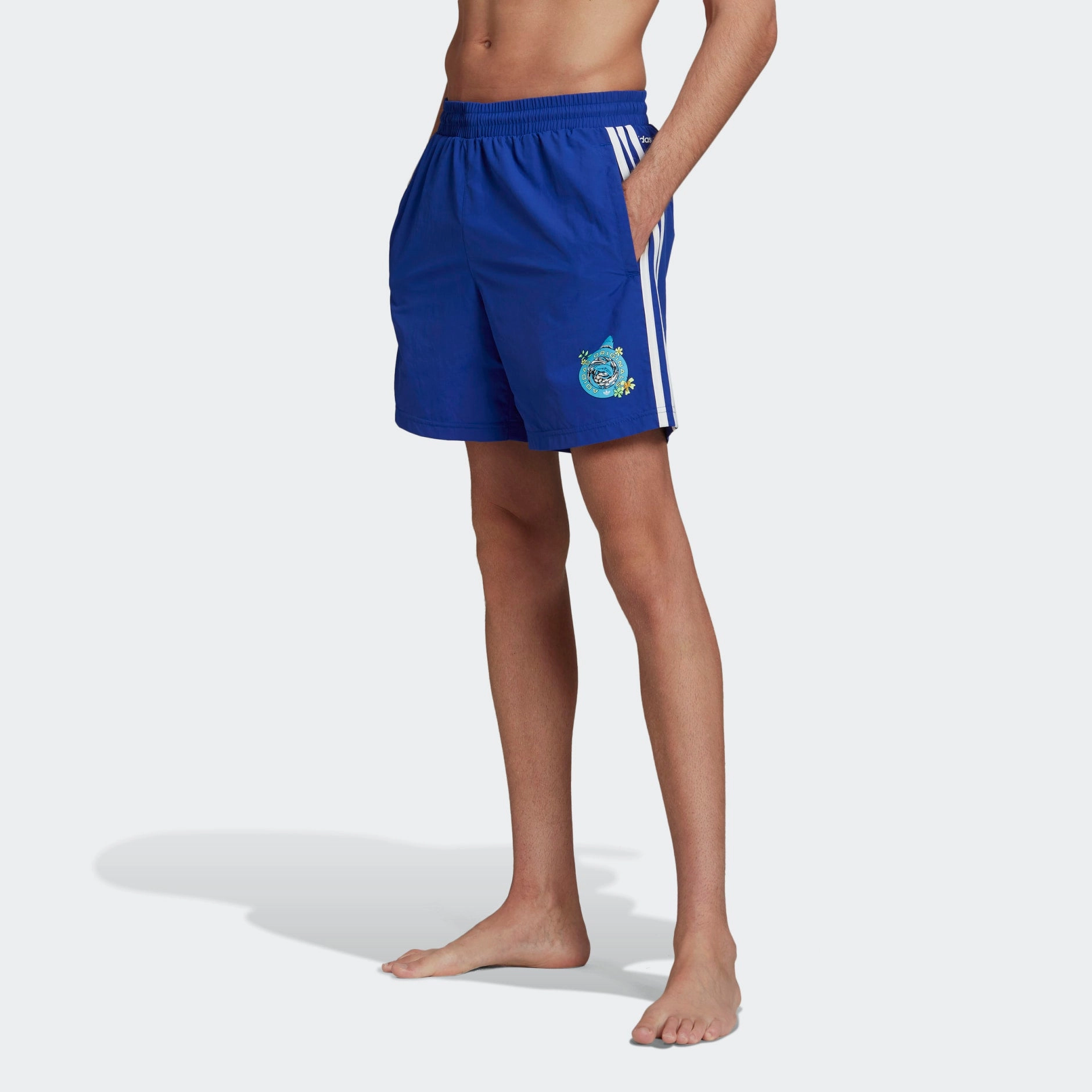 adidas Men's Graphic Stoked Fish Swim Shorts, Bold Blue
