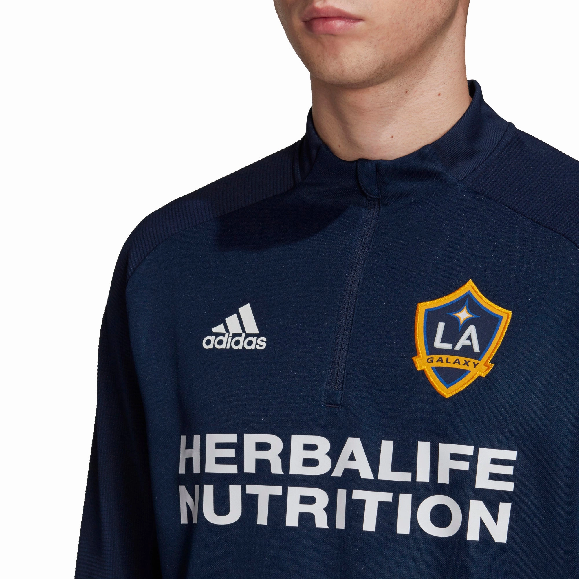 Adidas Men's LA Galaxy Quarter Zip Training Top, Navy / Gold