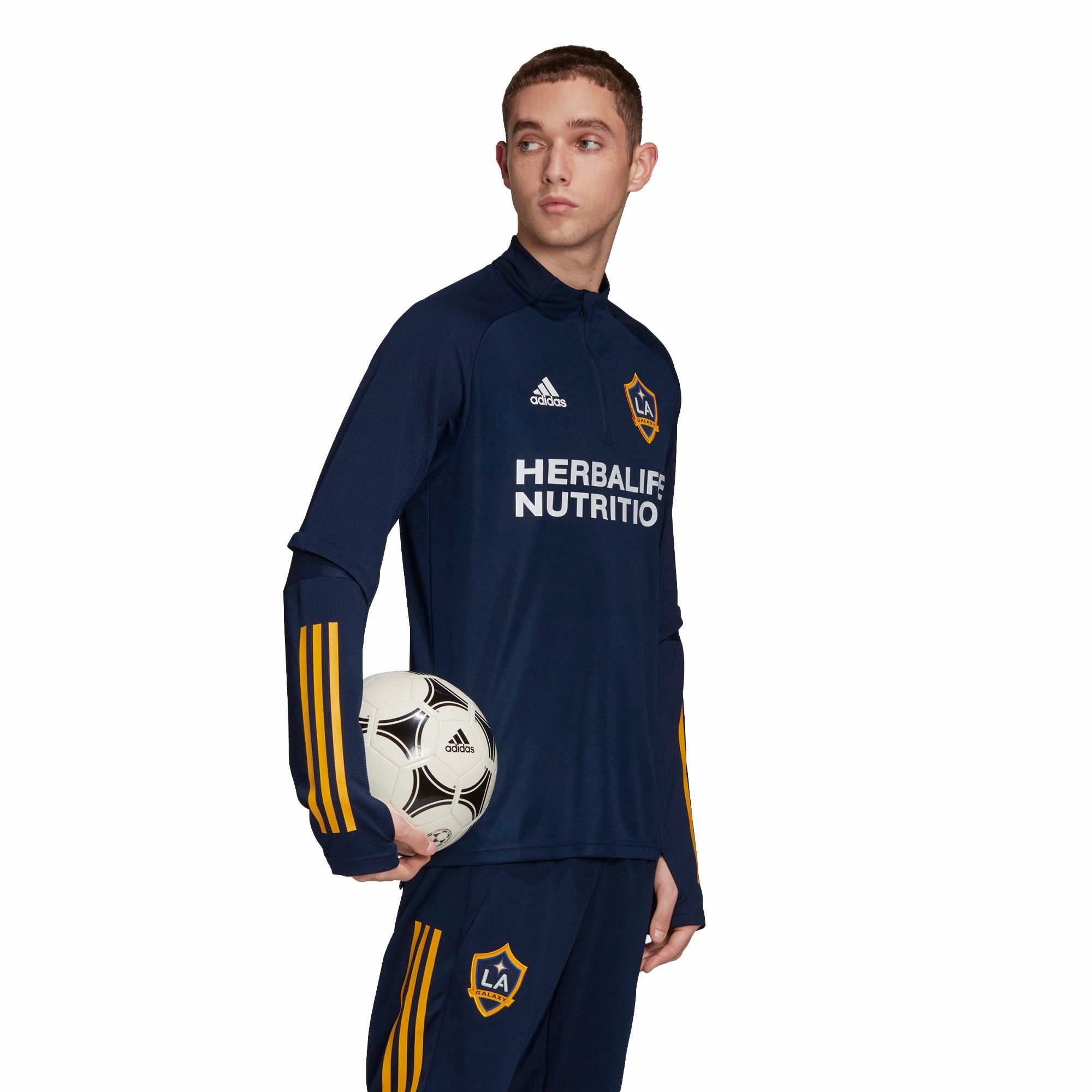 Adidas Men's LA Galaxy Quarter Zip Training Top, Navy / Gold