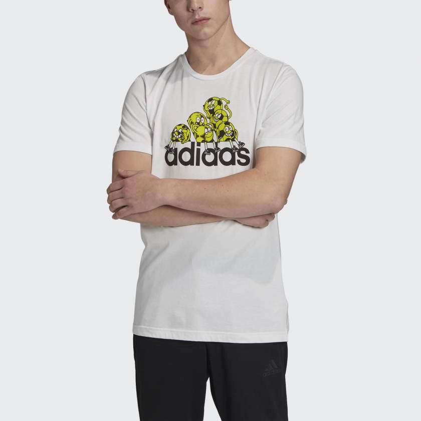 Adidas Men's Lil' Stripe Badge of Sport Graphic Tee Shirt, White