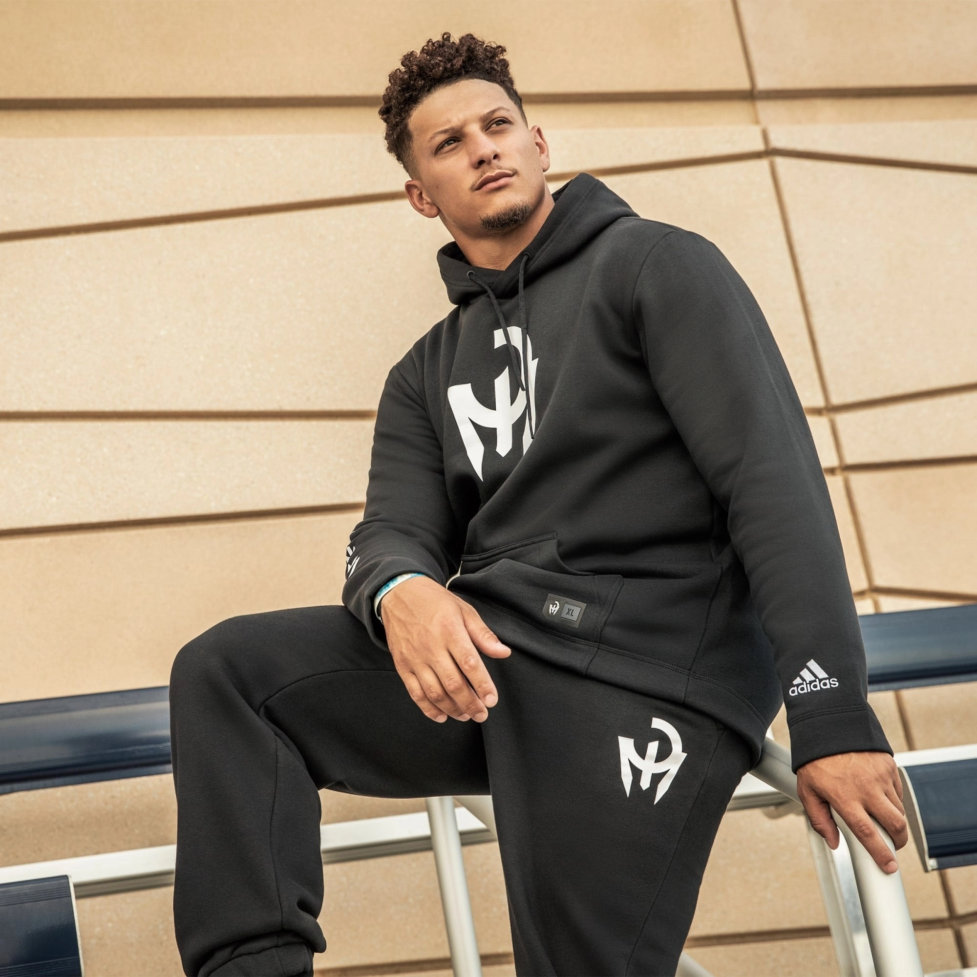 Adidas Men's Mahomes Graphic Hoodie, Black/White