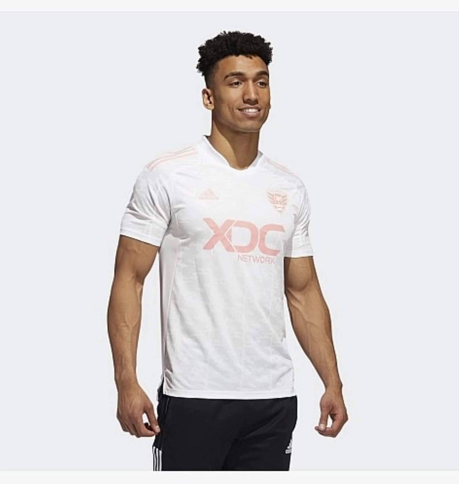 Adidas Men's MLS D.C. UNITED Condivo 21 Short Sleeve Soccer Jersey, White/Glow Pink