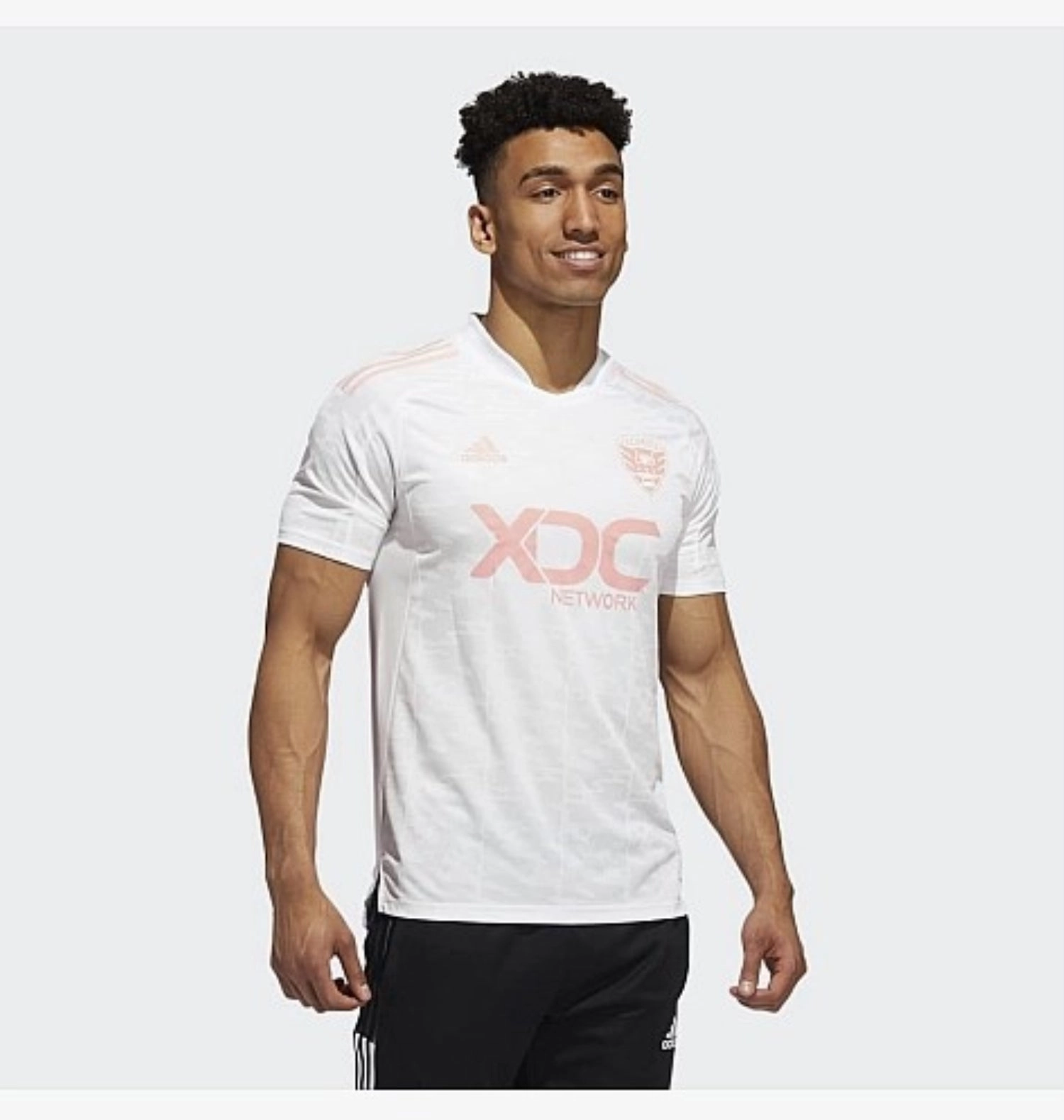 Adidas Men's MLS D.C. UNITED Condivo 21 Short Sleeve Soccer Jersey, White/Glow Pink
