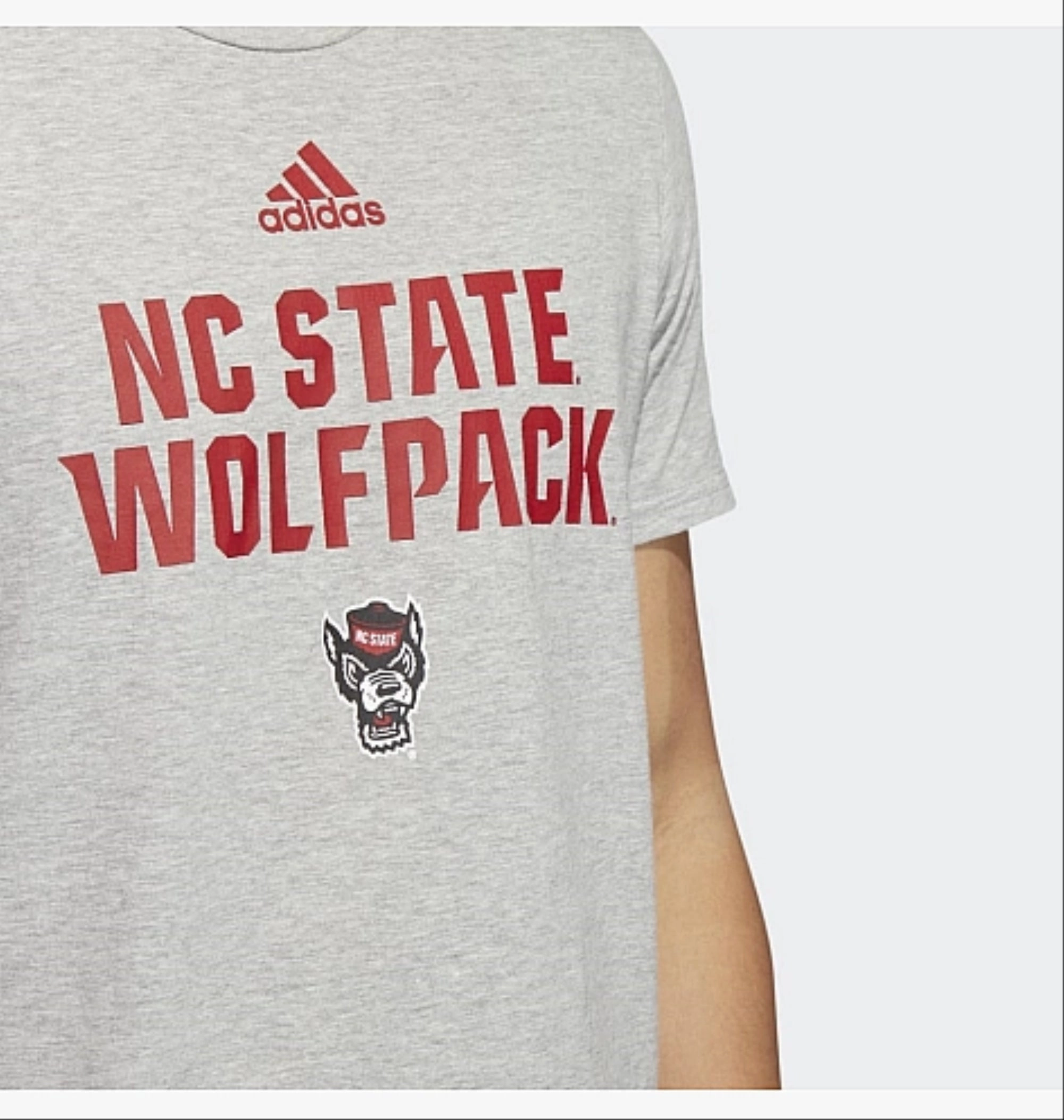 Adidas Men's NCAA NC State Wolfpack Amplifier Short Sleeve T-Shirt, Medium Grey Heather