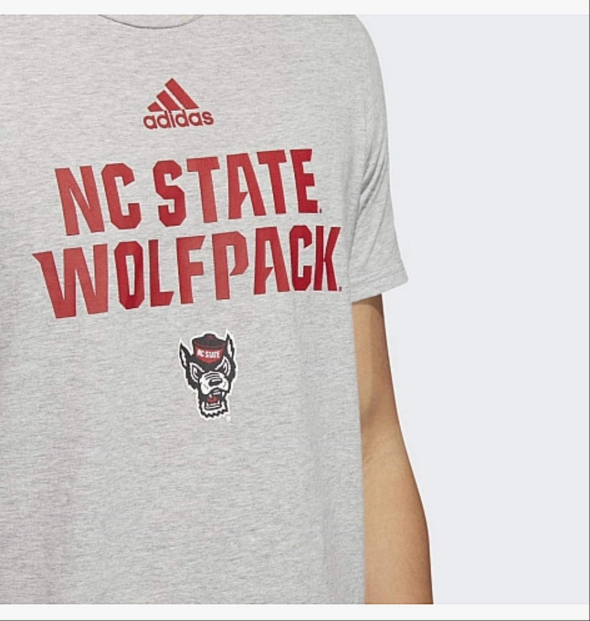 Adidas Men's NCAA NC State Wolfpack Amplifier Short Sleeve T-Shirt, Medium Grey Heather