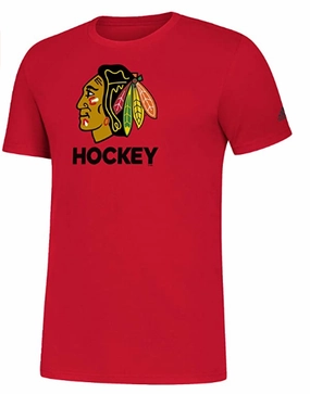 Adidas Men's NHL Chicago Blackhawks Amplifier Short Sleeve Tee Shirt, Red