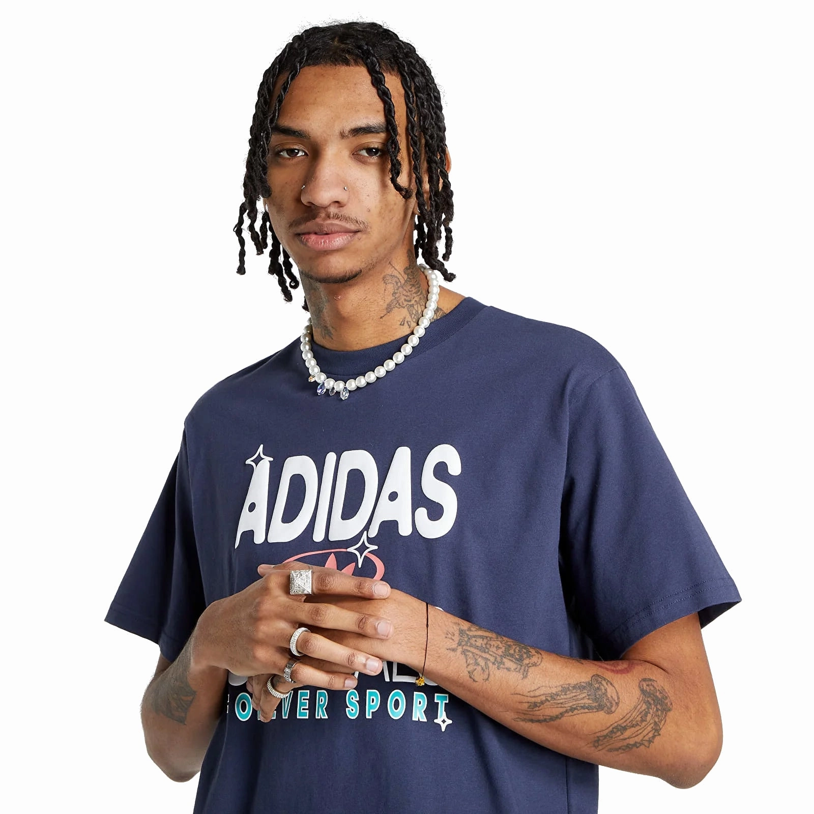Adidas Men's Originals Forever Sport Short Sleeve Graphic Tee, Shadow Navy