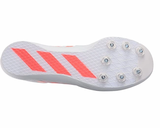 Adidas Men's Performance Adizero LJ Track Shoes, White/Solar Red/Silver
