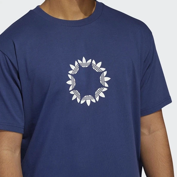 Adidas Men's Pinwheel Tee Shirt, Tech Indigo / Off-white