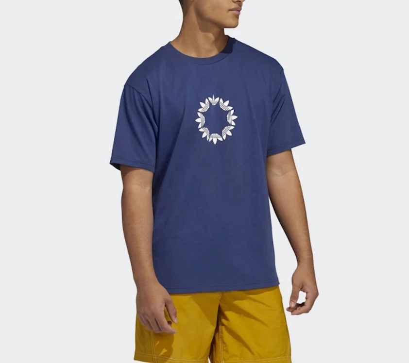 Adidas Men's Pinwheel Tee Shirt, Tech Indigo / Off-white