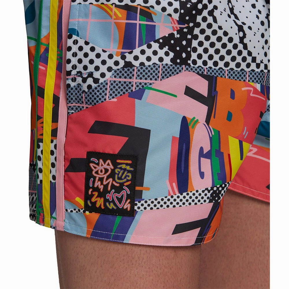 Adidas Men's Pride United Love Swim Shorts, Black/Clear Sky/Light Pink