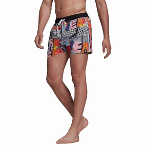 Adidas Men's Pride United Love Swim Shorts, Black/Clear Sky/Light Pink
