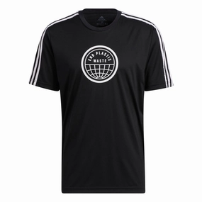 Adidas Men's Primeblue End Plastic Waste 3-Stripes Graphic Tee, Black/White