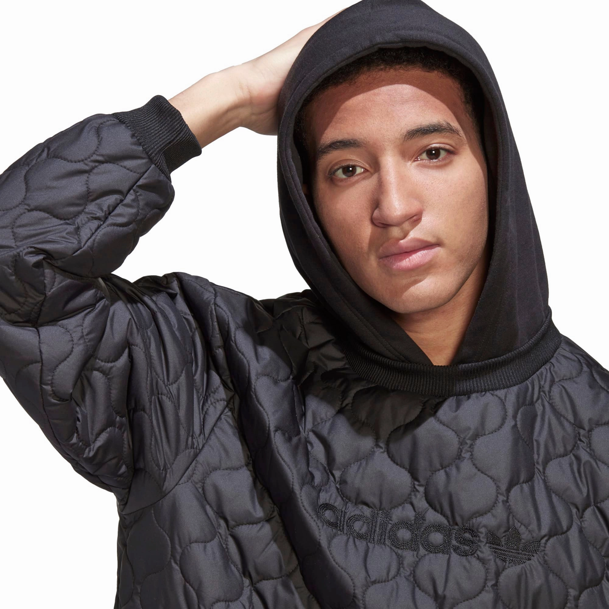 Adidas Men's Quilted Hoodie Sweatshirt, Black