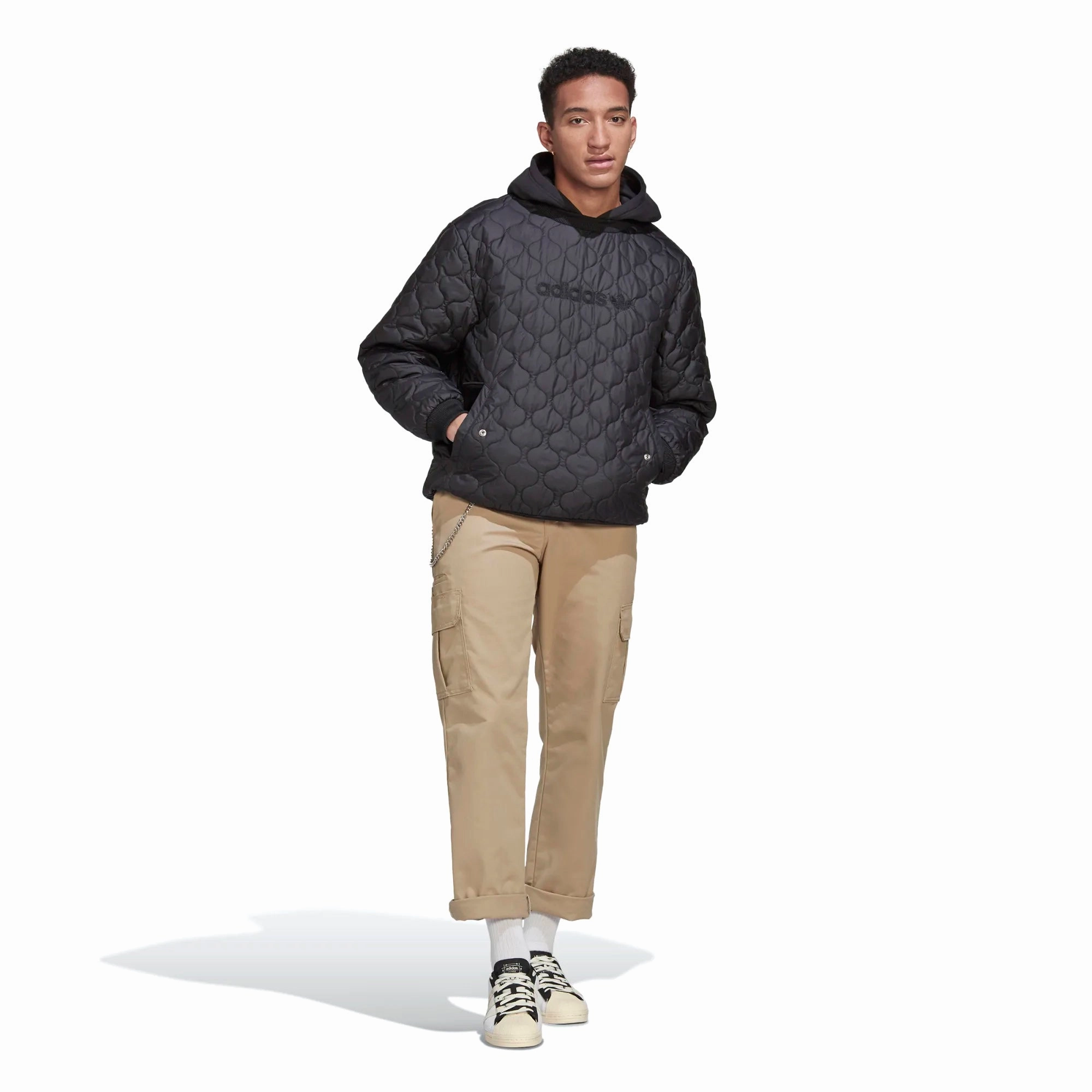 Adidas Men's Quilted Hoodie Sweatshirt, Black
