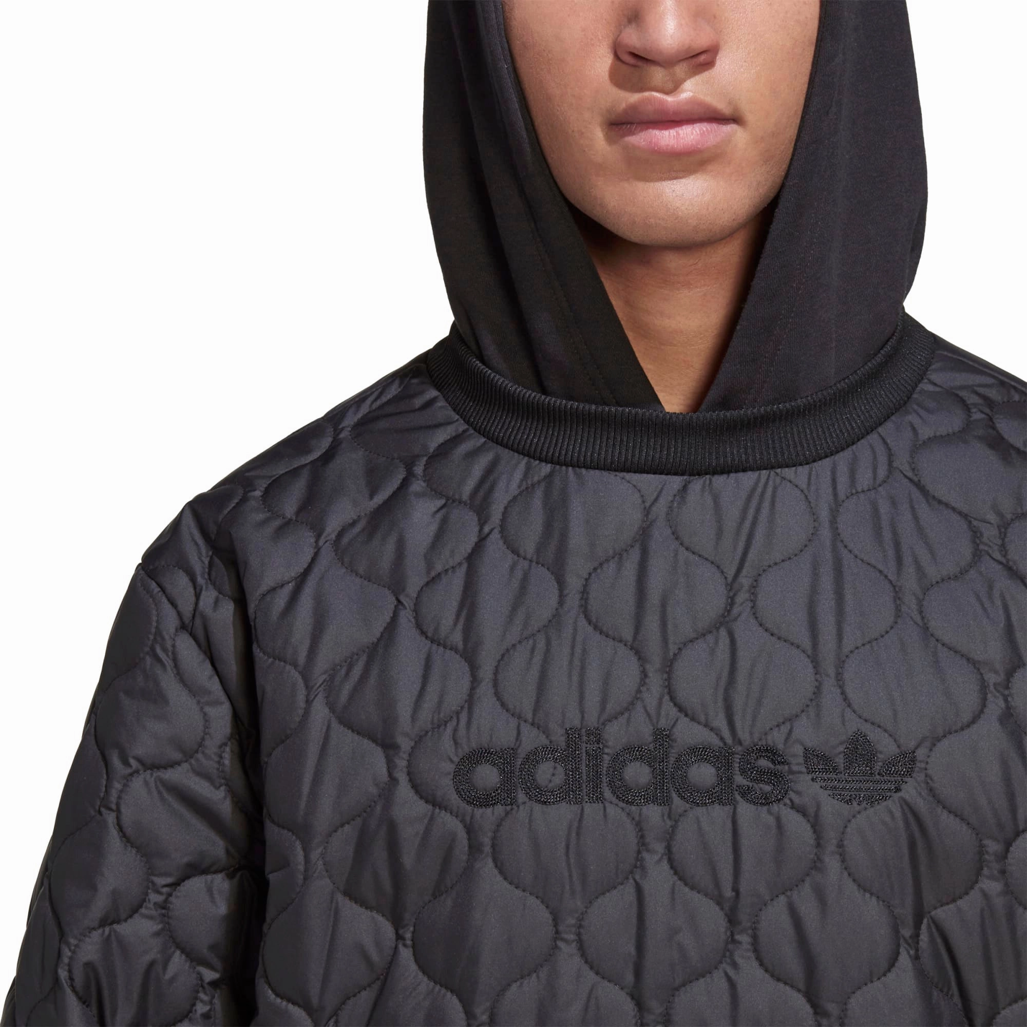 Adidas Men's Quilted Hoodie Sweatshirt, Black