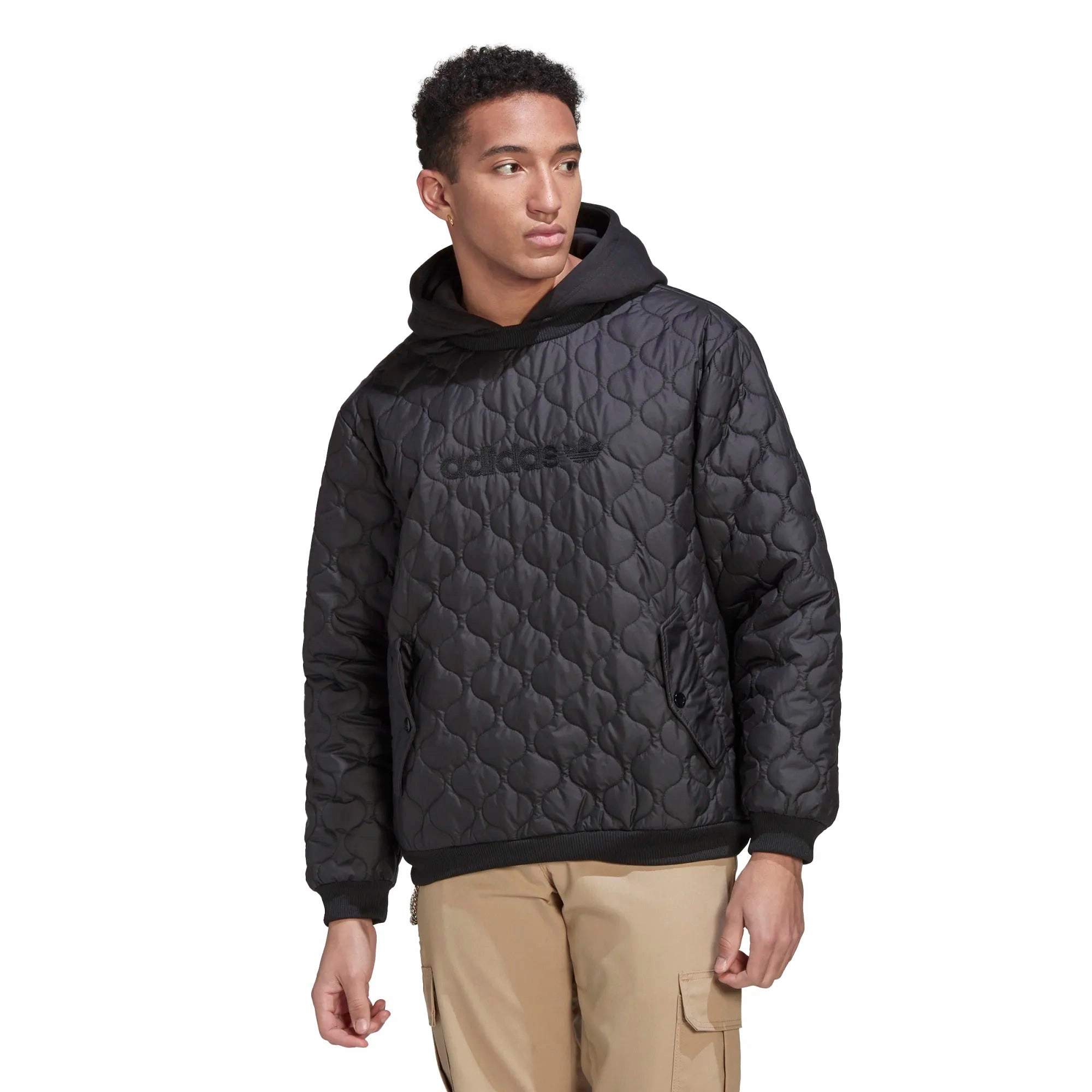 Adidas Men's Quilted Hoodie Sweatshirt, Black