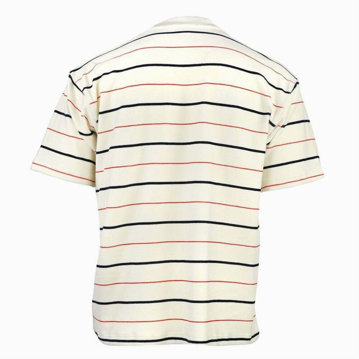Adidas Men's Short Sleeve Velour Jersey Shirt, Off White, Red & Navy Stripes