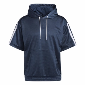 Adidas Men's Summer Legend Short Sleeve Hoodie, Crew Navy