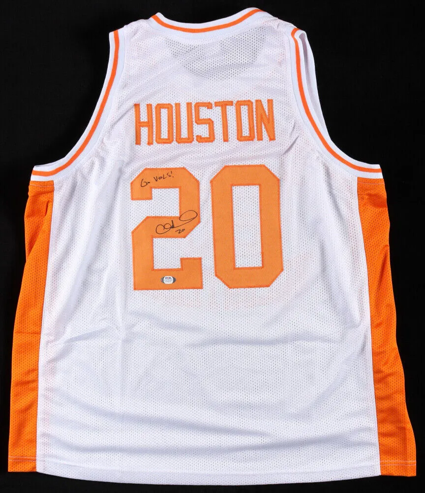Allan Houston Signed Tennessee Volunteers Jersey Inscribed GO VOLS ! (PSA COA)