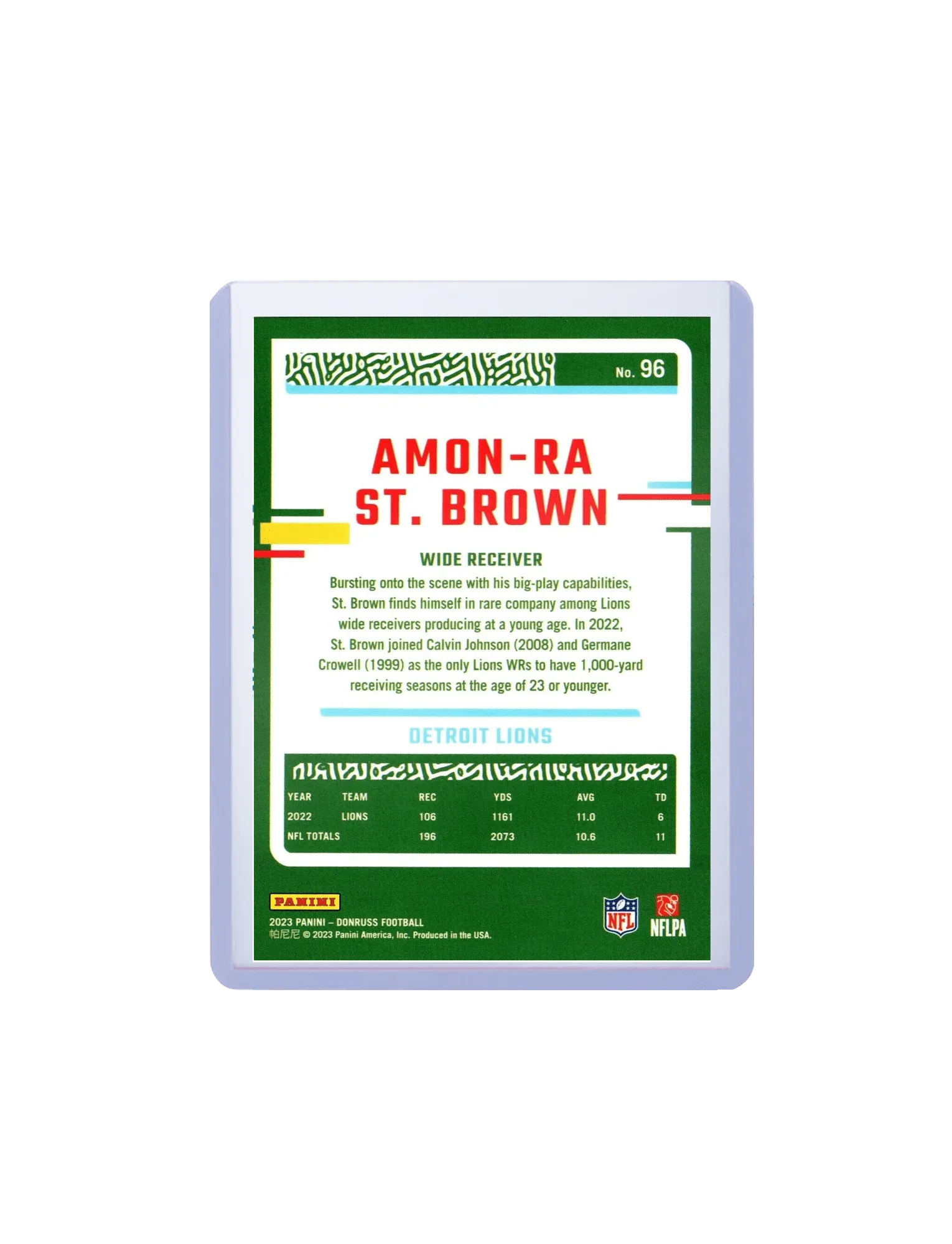 Amon-Ra St Brown Detroit Lions Panini NFL 23-24 Donruss Card