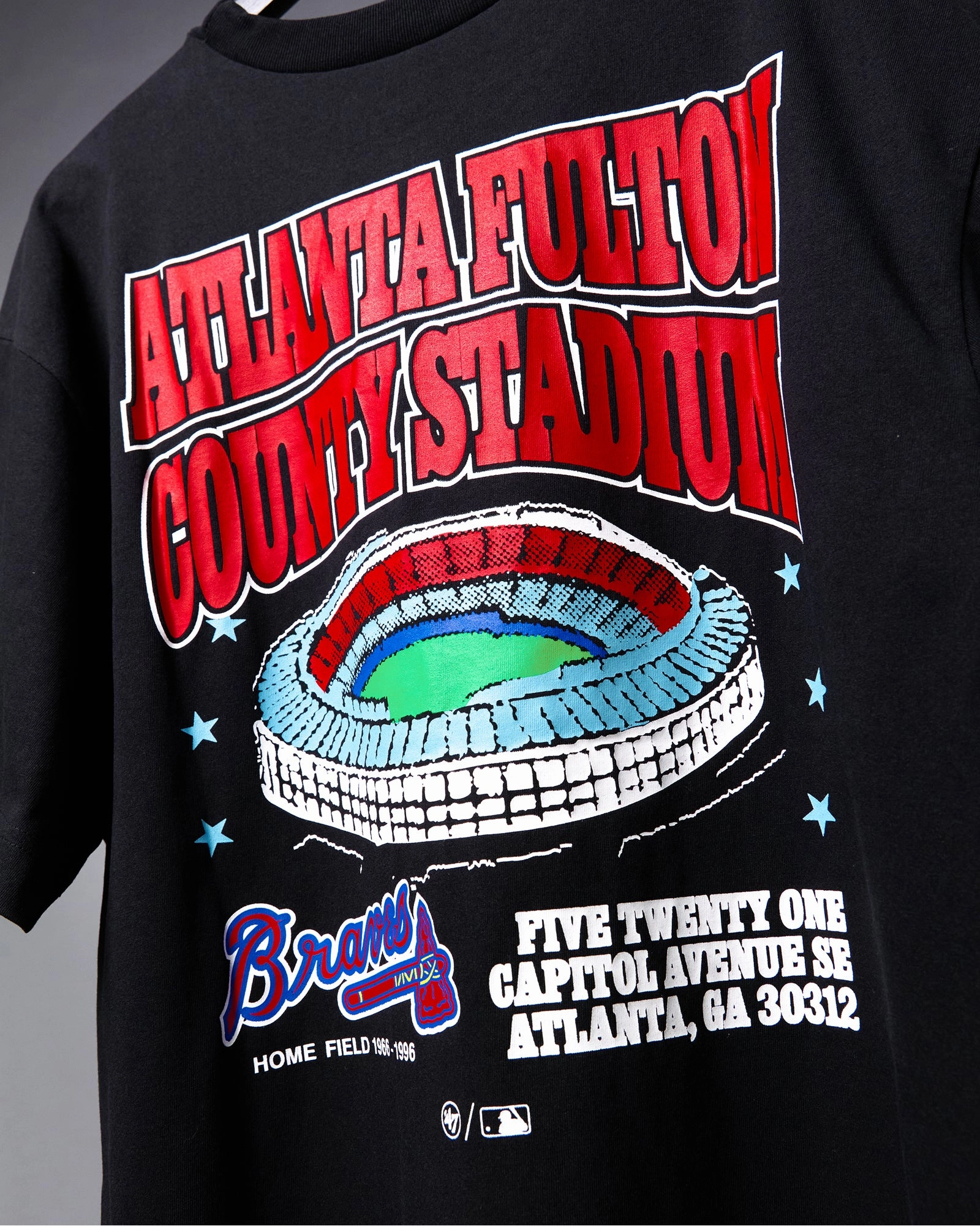 Atlanta Braves '47 MLB Stadium Vintage Foundation T-Shirt - Black
