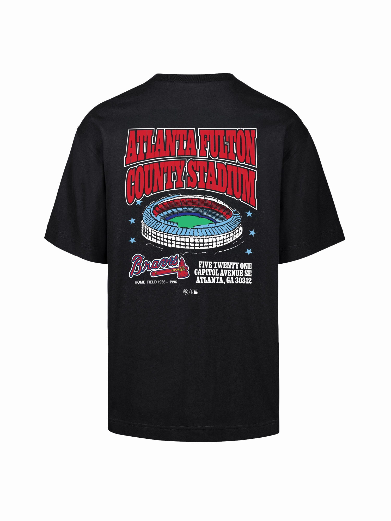 Atlanta Braves '47 MLB Stadium Vintage Foundation T-Shirt - Black