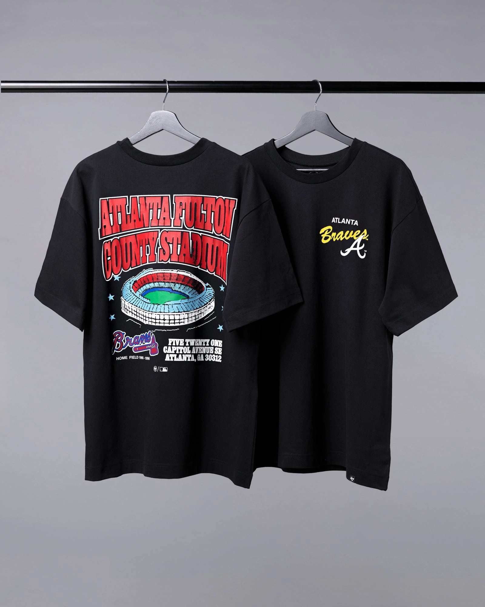 Atlanta Braves '47 MLB Stadium Vintage Foundation T-Shirt - Black