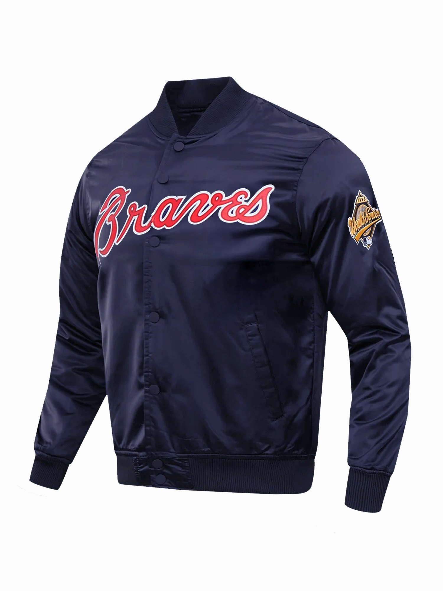 Atlanta Braves Pro Standard MLB Team Classic Satin Button Jacket - Navy