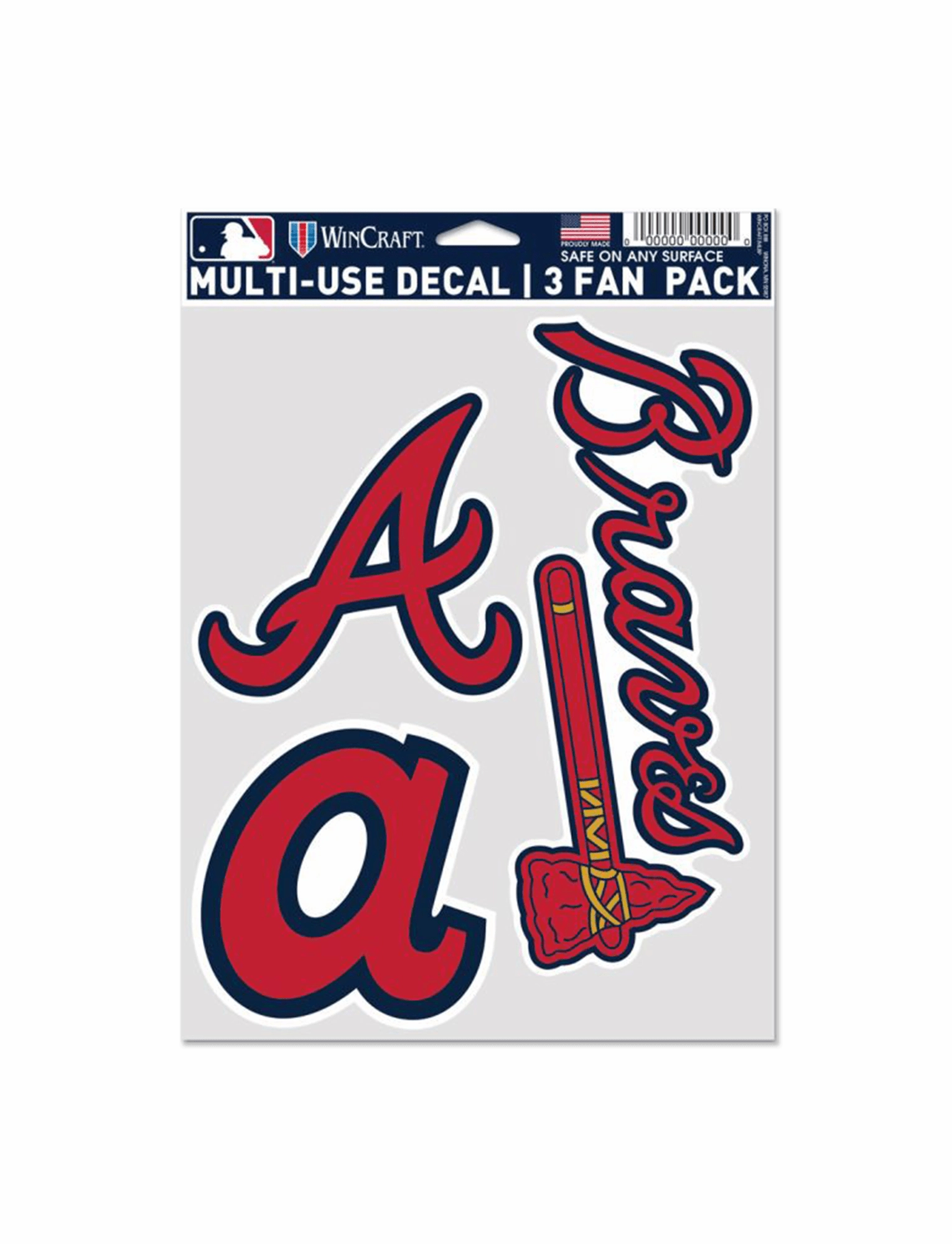 Atlanta Braves Wincraft MLB Team 3 Pack Decal Set